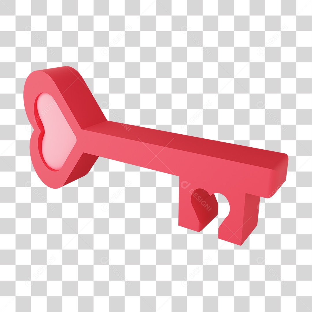 Elemento 3D Chave Vermelha PNG Transparente