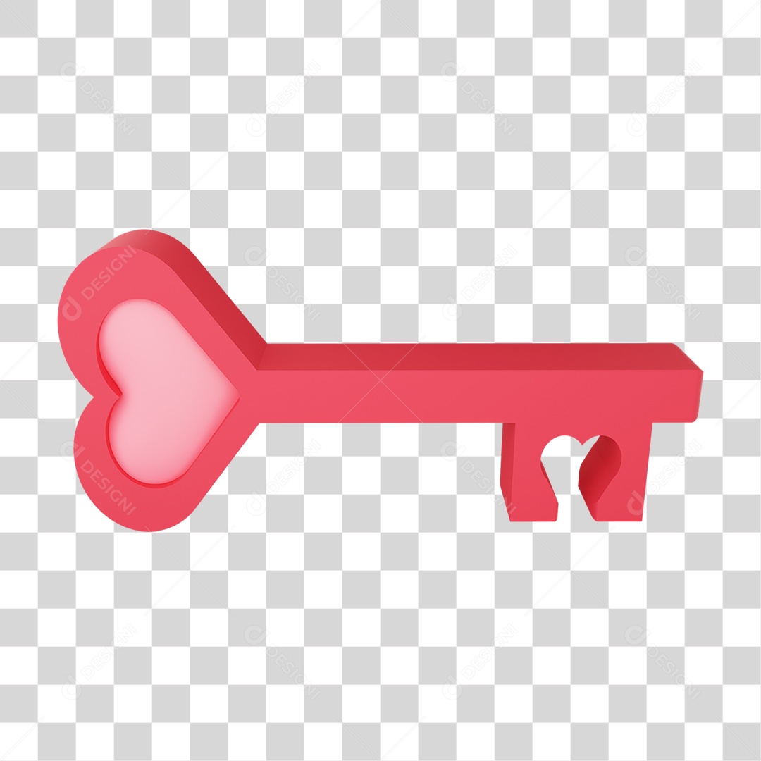 Elemento 3D Chave Vermelha PNG Transparente