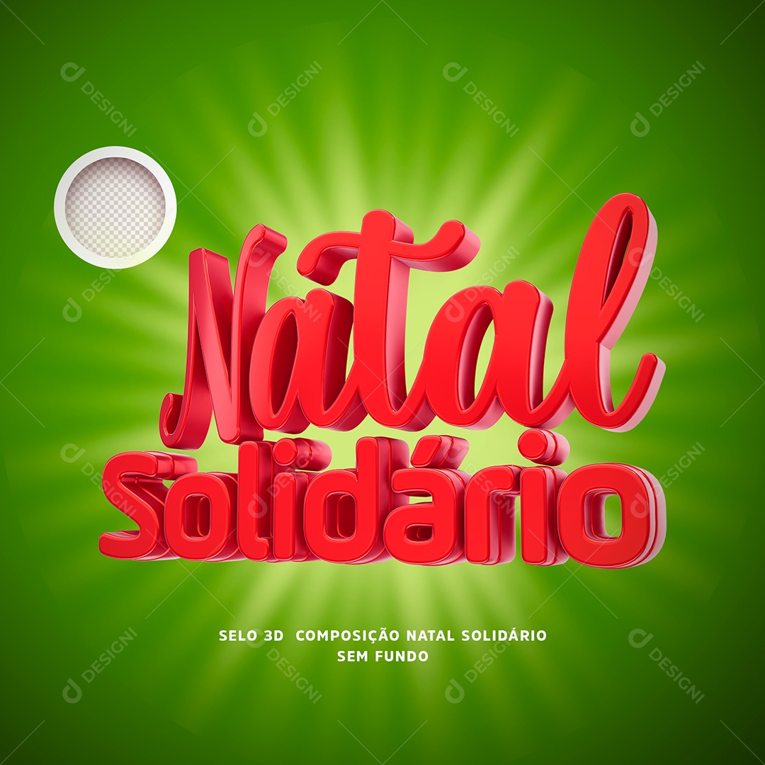 Natal Solidário Texto 3D Vermelho para Composição PSD