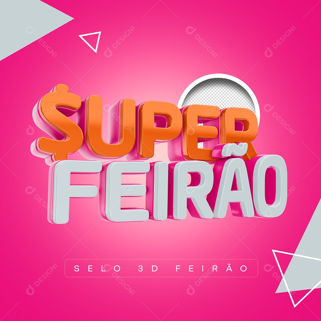 Super Feirão Texto 3D Vermelho Branco para Composição PSD