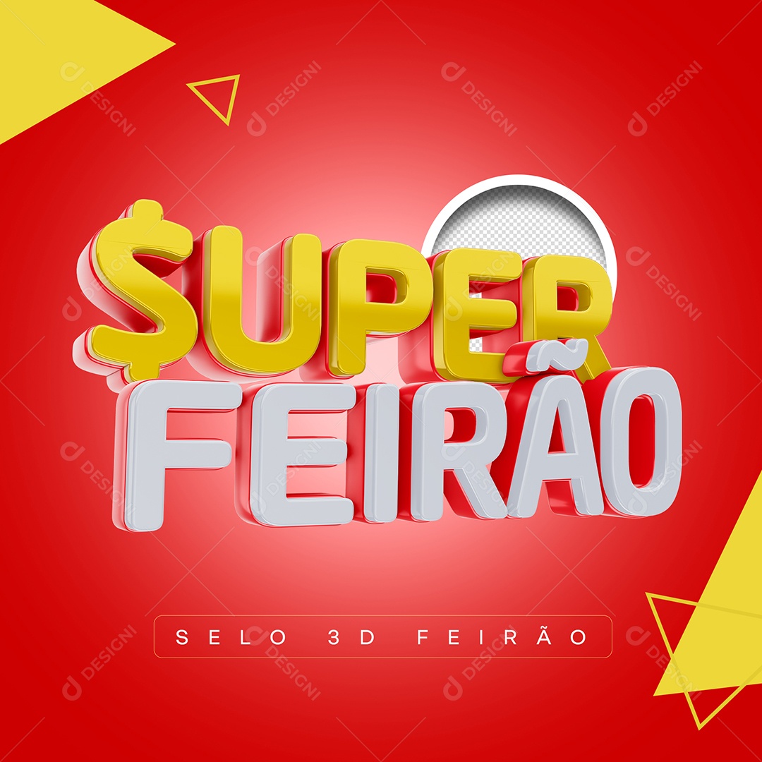 Super Feirão Texto 3D Amarelo Branco para Composição PSD