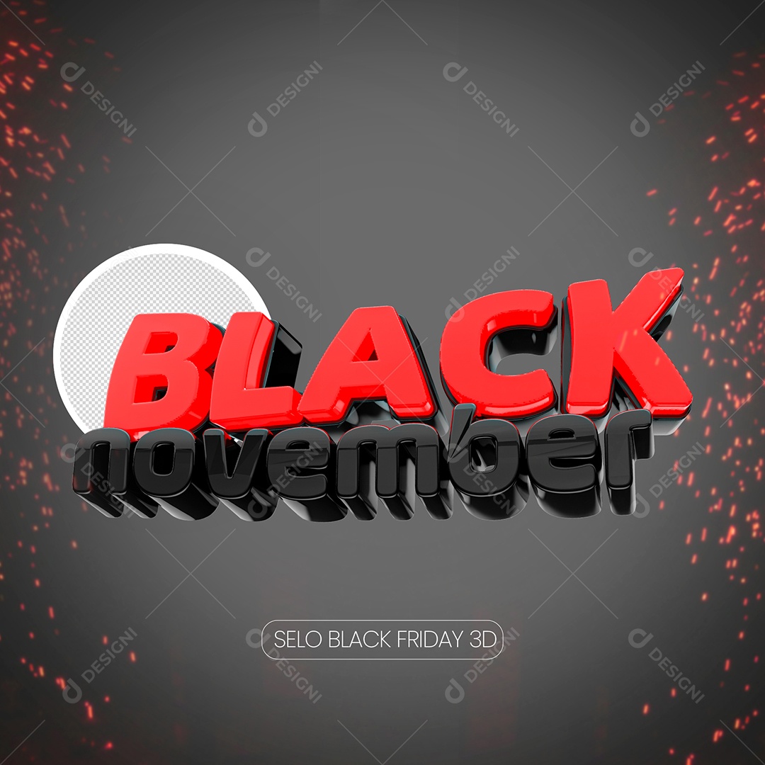 Black November Texto 3D Preto Dourado para Composição PSD