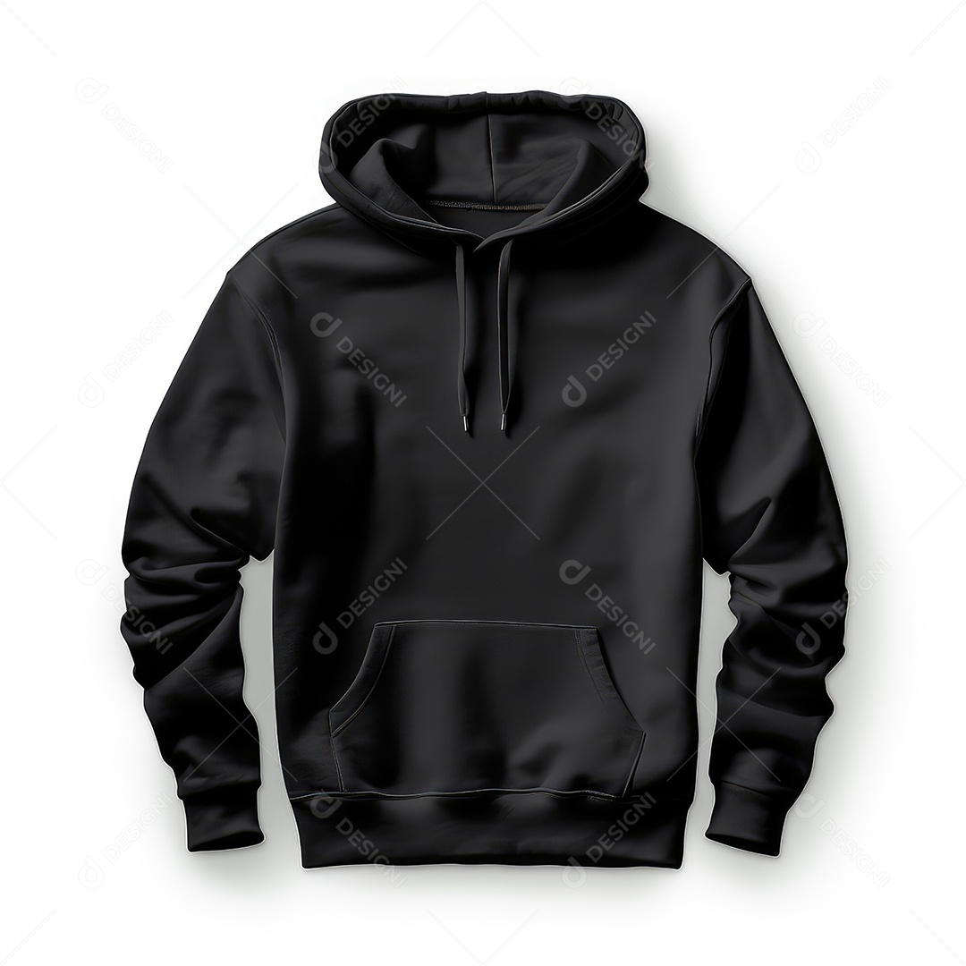 Moletom preto sobre fundo branco