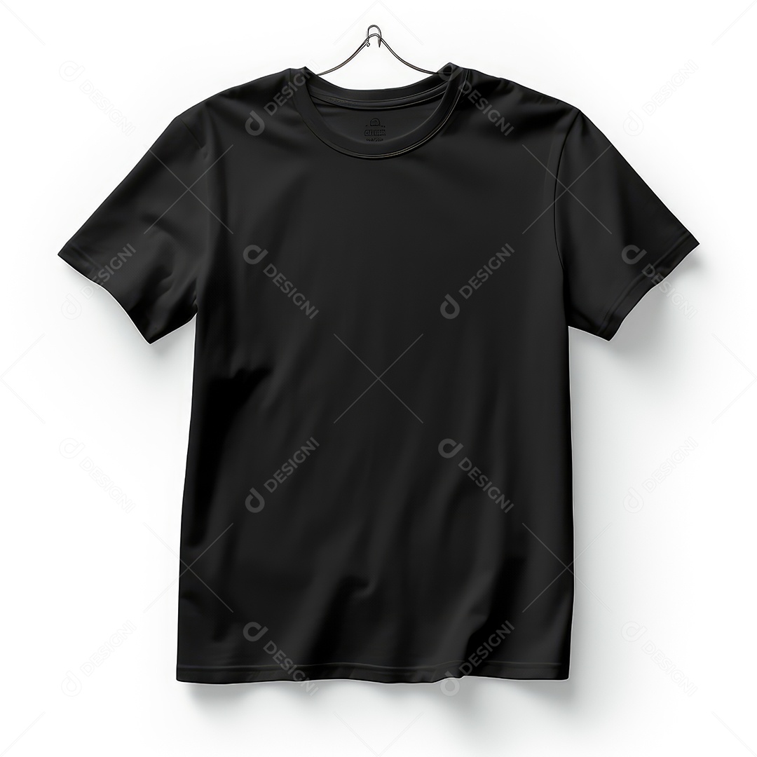 Camiseta preta simples sobre fundo branco