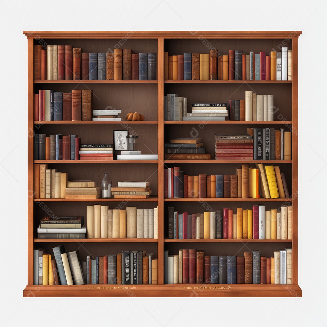 Estante de livros sobre fundo branco