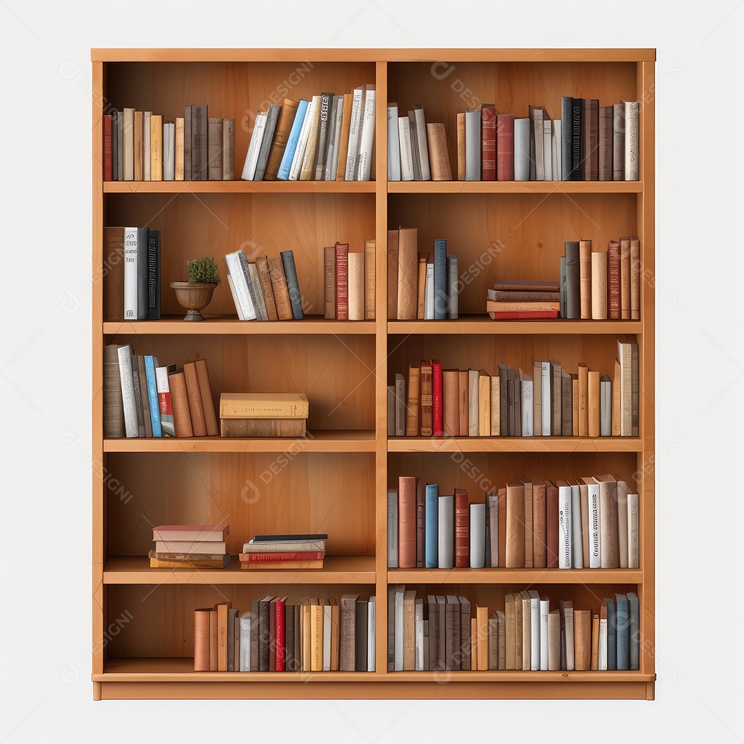 Estante de livros sobre fundo branco