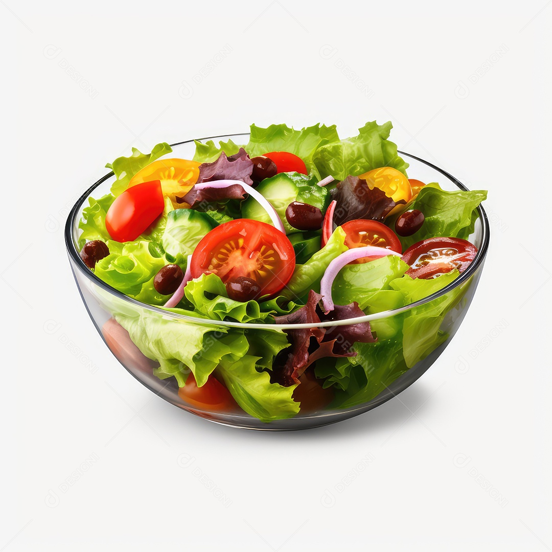 Tigela de vidro com salada deliciosa