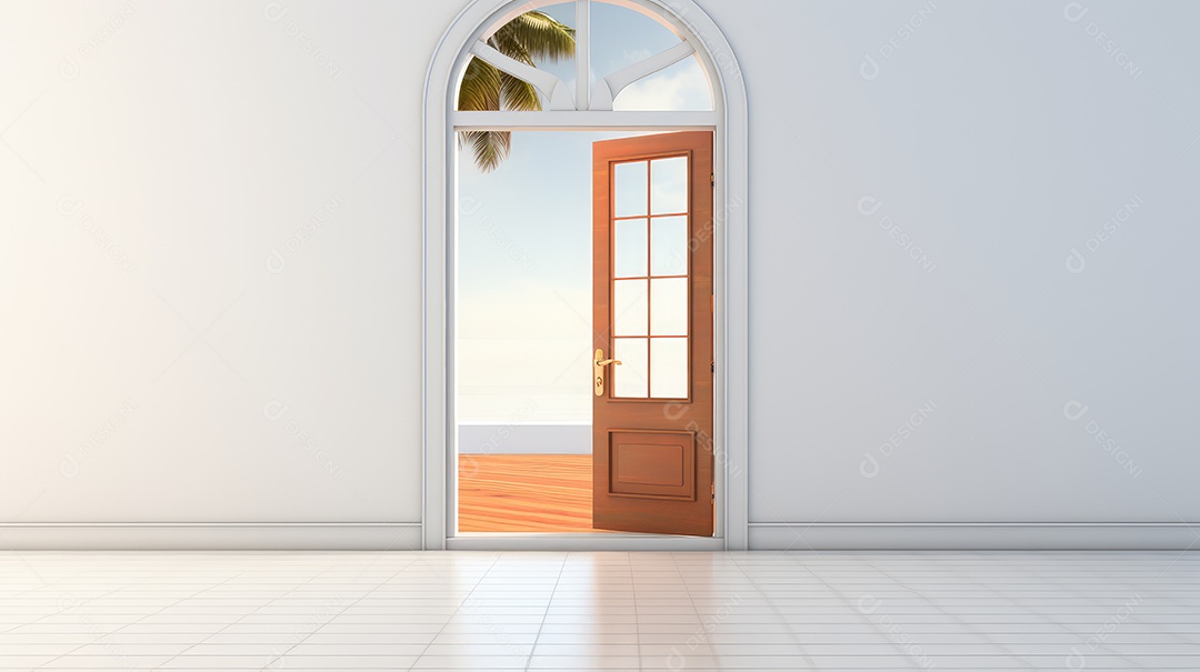 Porta de entrada de uma casa aberta