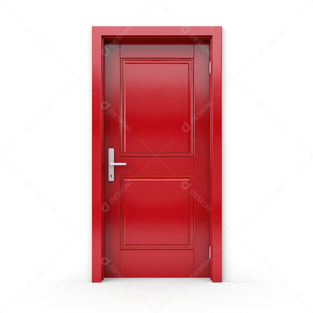 Porta de madeira de cor vermelha