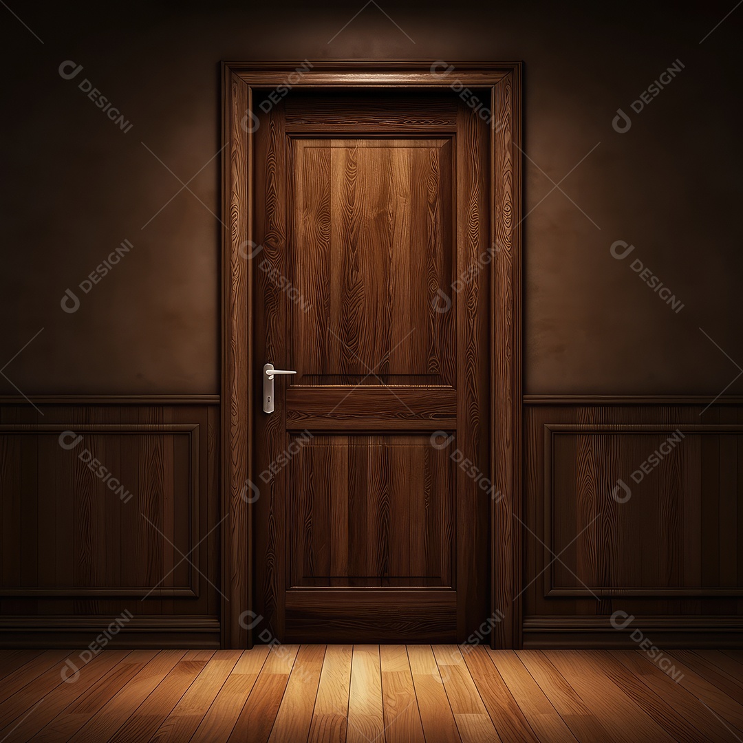 Porta de madeira envernizada