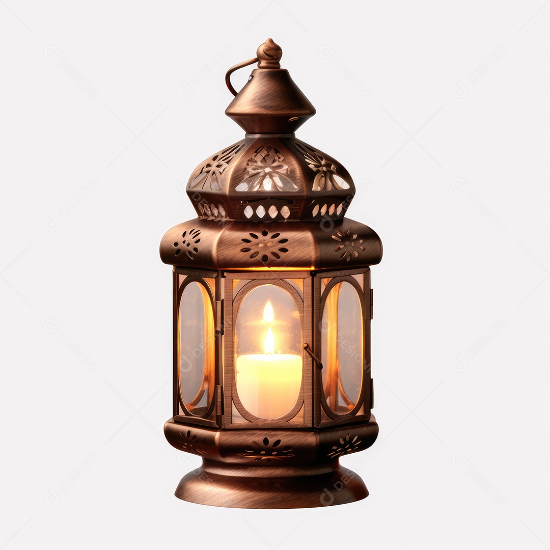 Nova lanterna com velas sobre fundo branco