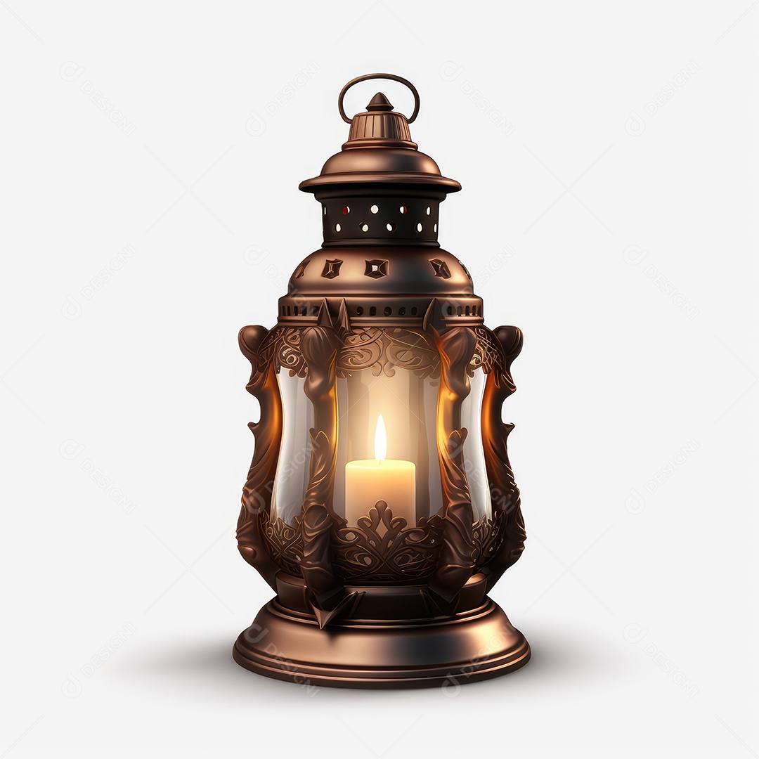 Nova lanterna com velas sobre fundo branco