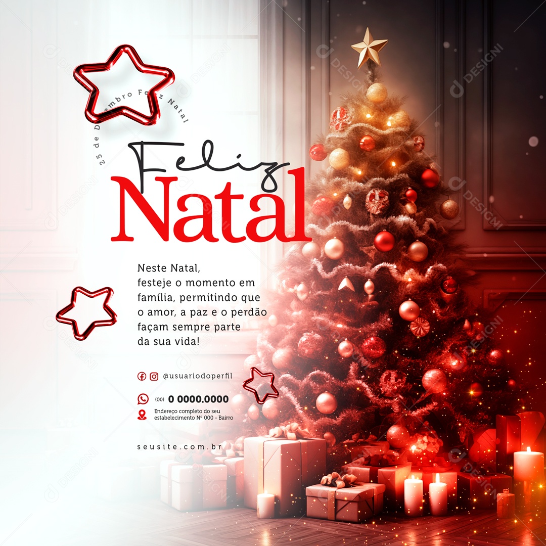 Social Media 25 de Dezembro Feliz Natal Festeje PSD Editável