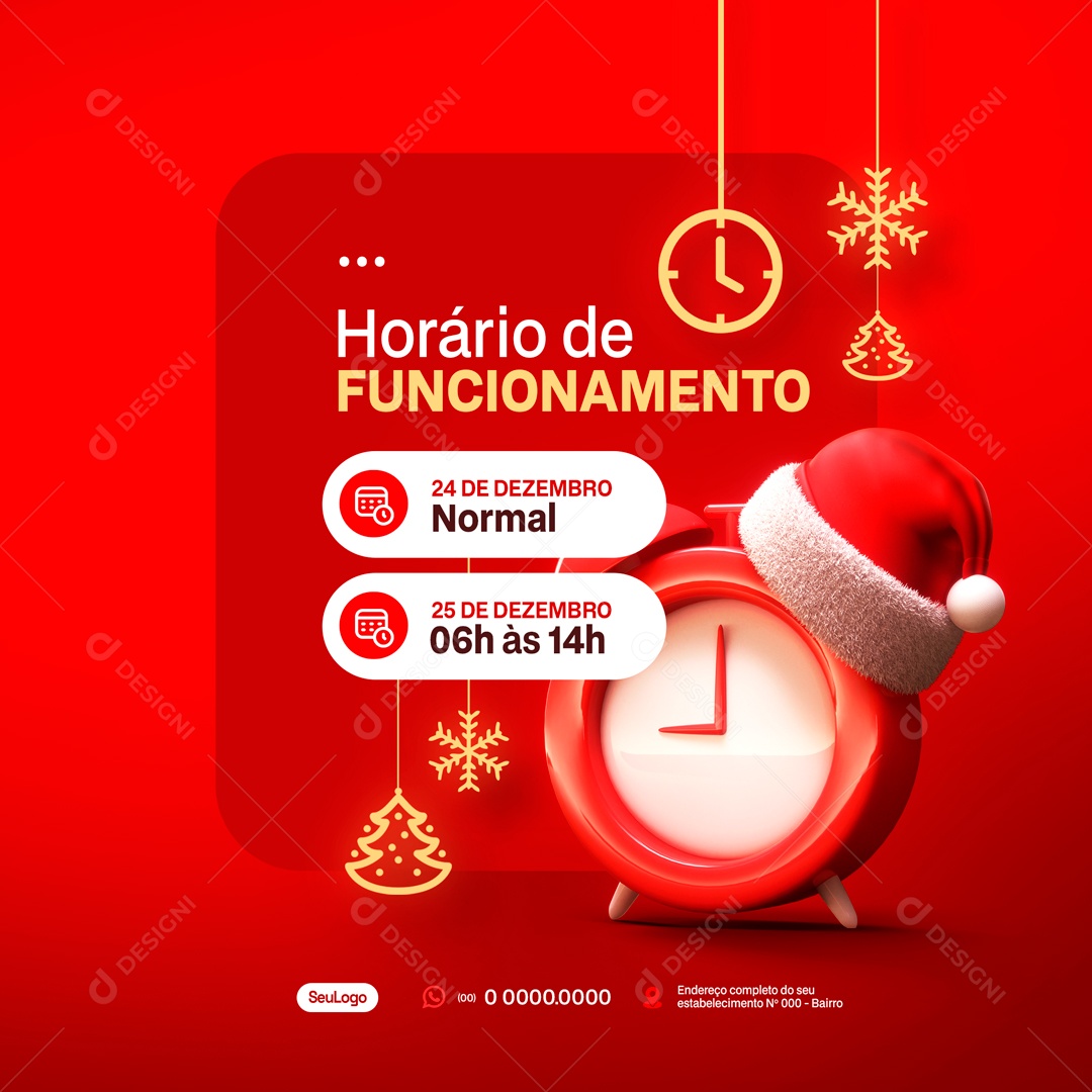 Social Media Horário De Funcionamento 24 25 De Dezembro Natal PSD Editável