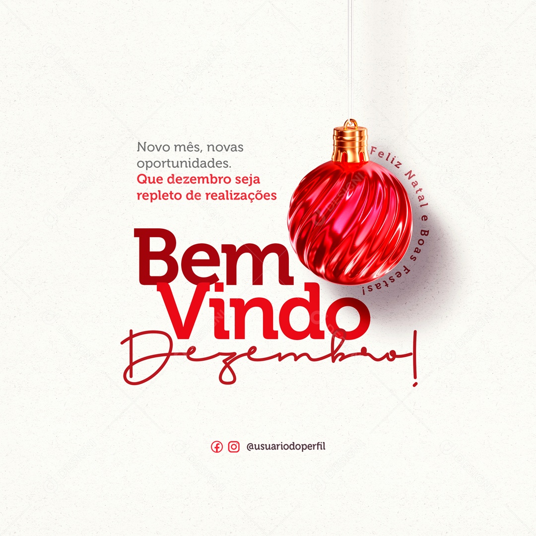Social Media Bem Vindo Dezembro Feliz Natal e Boas Festas PSD Editável