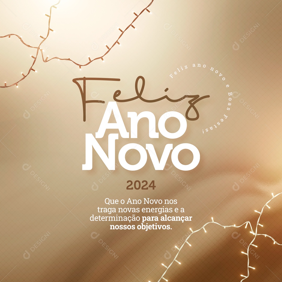 Feliz Ano Novo e Boas Festas 2024 Social Media PSD Editável