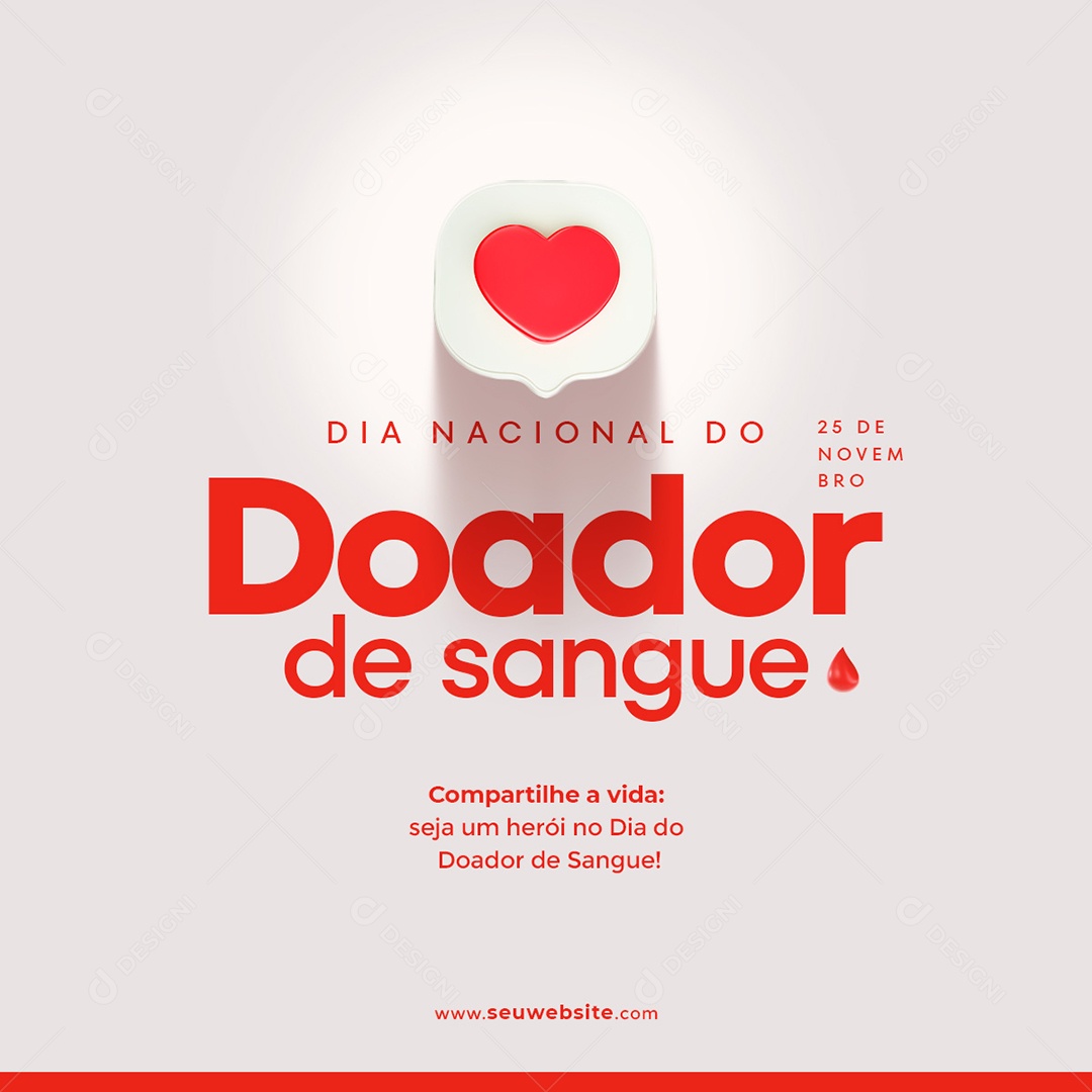 Social Media Feed Seja Um Herói Dia Nacional Do Doador De Sangue PSD Editável