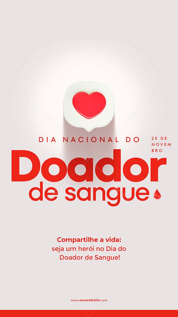 Social Media Story Compartilhe a Vida Dia Nacional Do Doador De Sangue PSD Editável