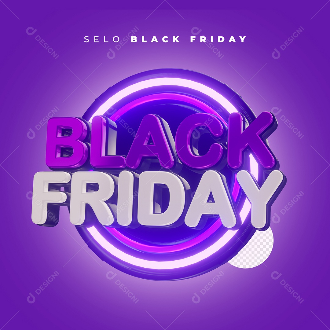 Black Friday Texto 3D Roxo Branco para Composição PSD