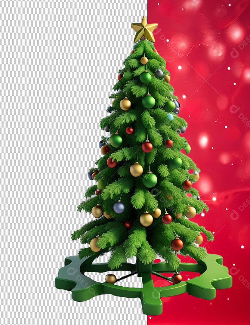 Árvore de Natal Cartoon Elemento 3D para Composição PSD