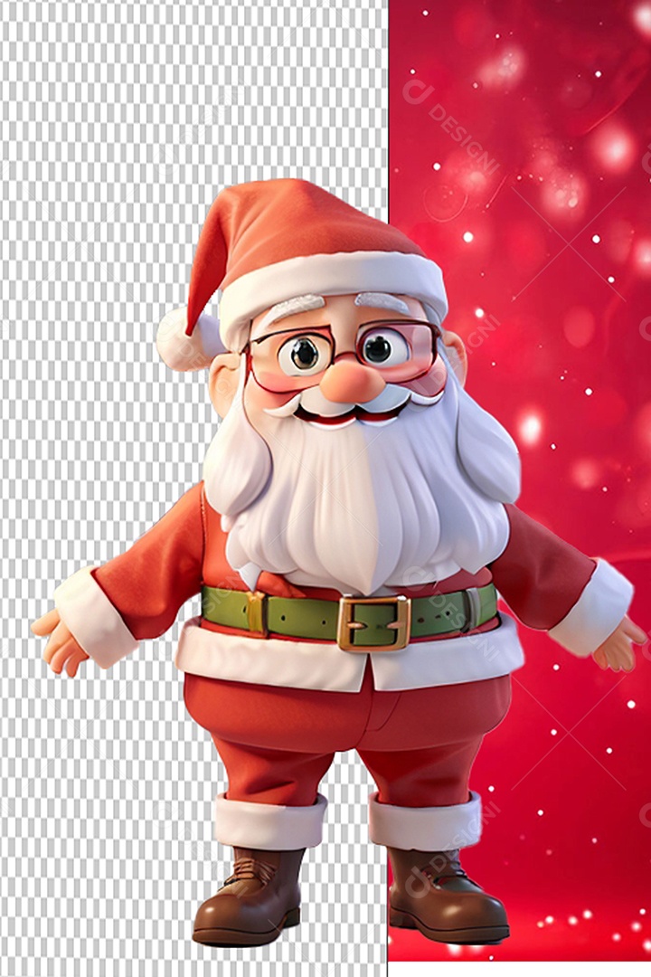 Papai Noel Personagem 3D Cartoon de Natal para Composição PSD