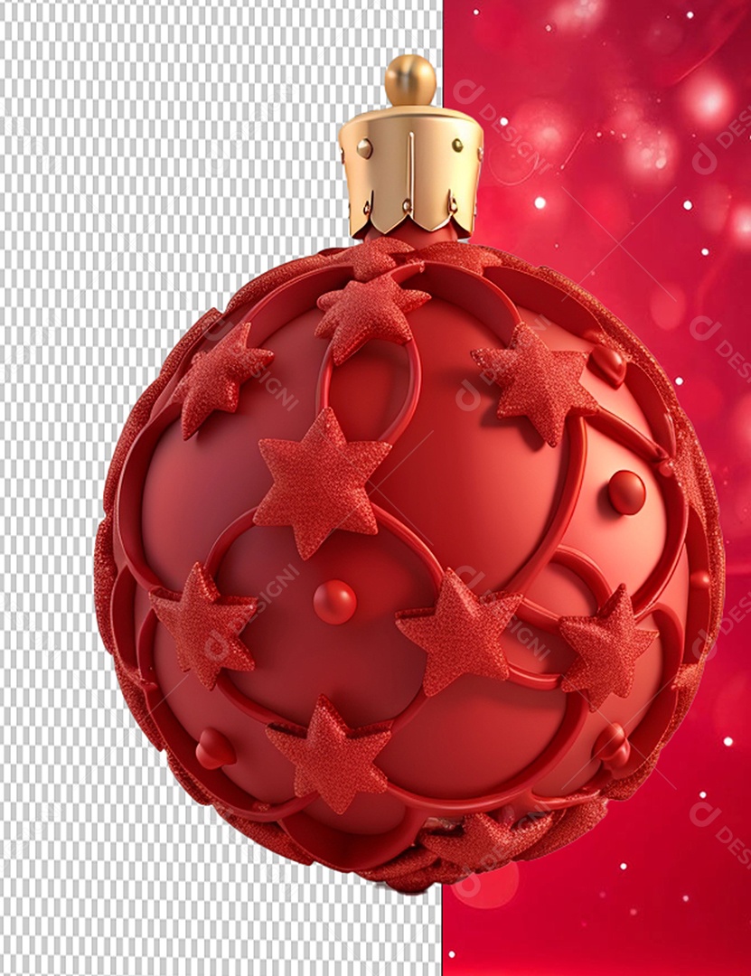 Bola de Enfeite Natalina Elemento 3D de Natal para Composição PSD