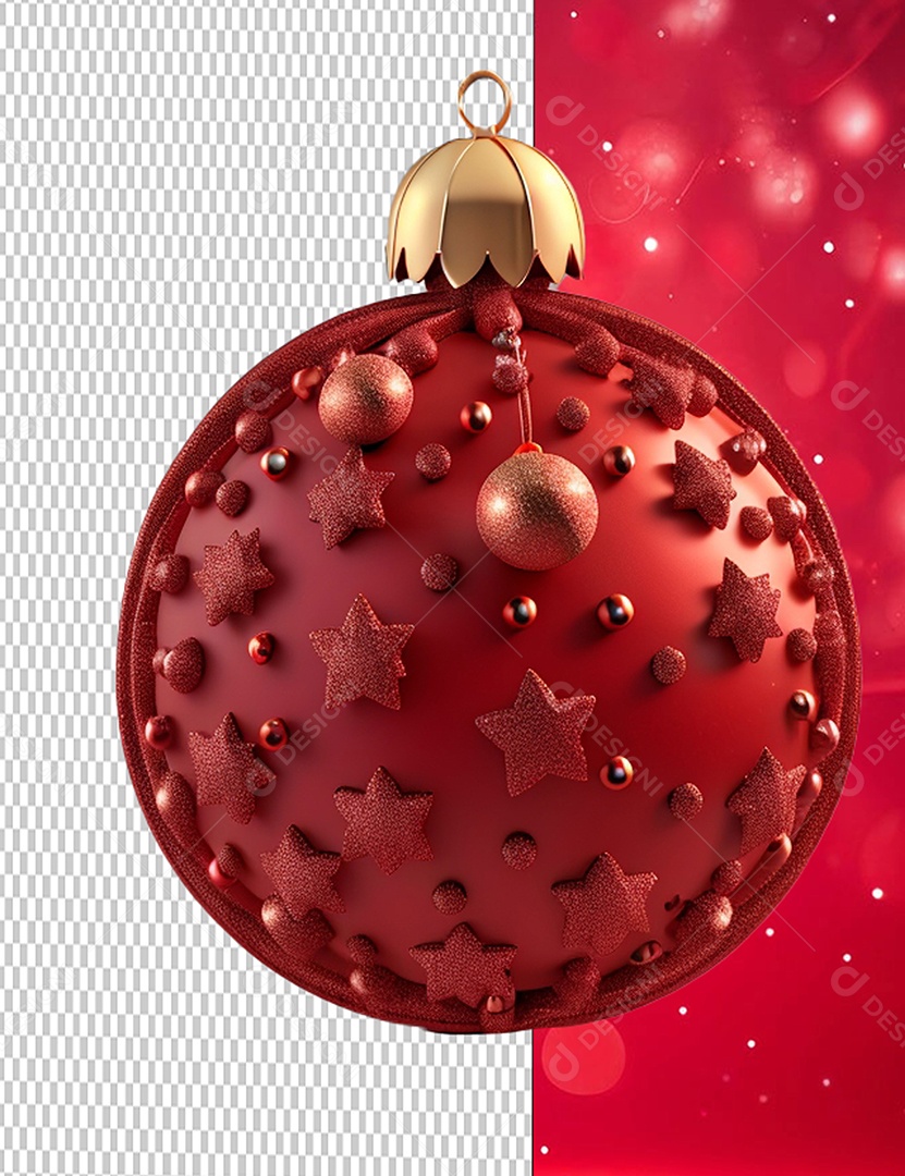 Bola de Enfeite Natalina Elemento 3D de Natal para Composição PSD