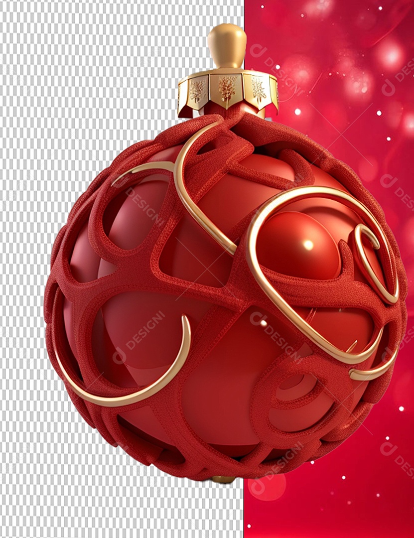 Bola de Enfeite Natalina Elemento 3D de Natal para Composição PSD
