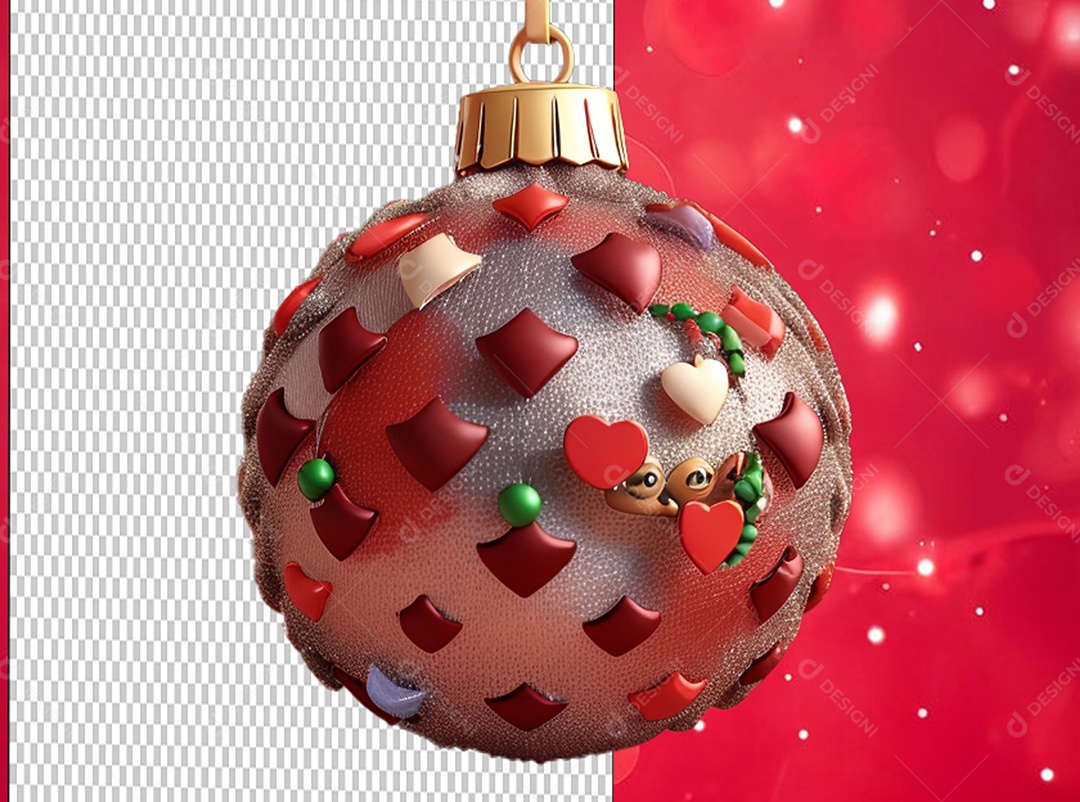 Bola de Enfeite Natalina Elemento 3D de Natal para Composição PSD