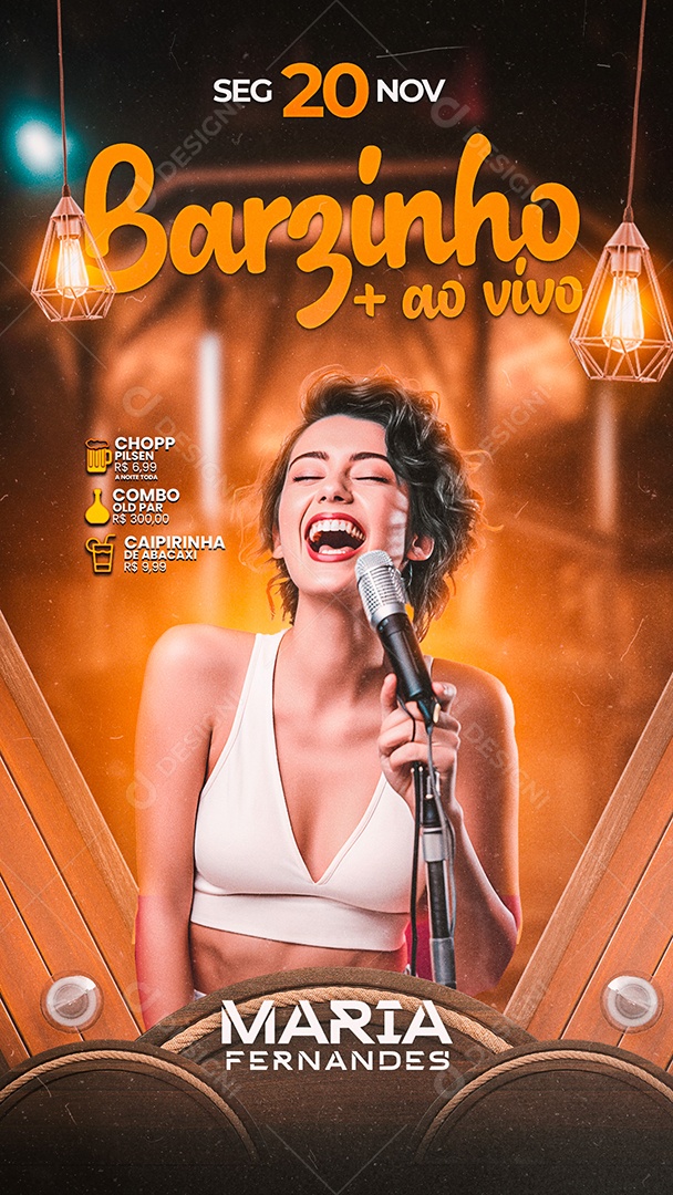 Story Flyer Barzinho ao Vivo Maria Fernandes Social Media PSD Editável