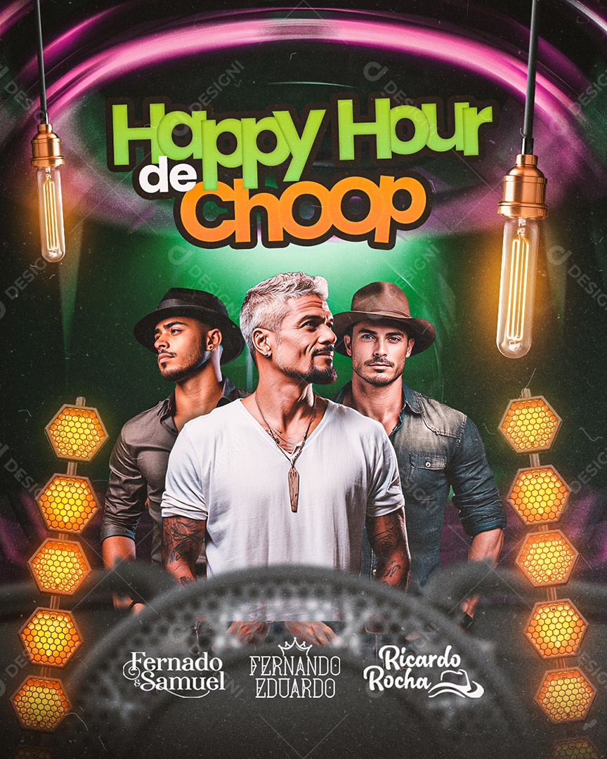 Flyer Happy Hour de Choop Fernando & Samuel Fernando Eduardo Ricardo Rocha Social Media PSD Editável