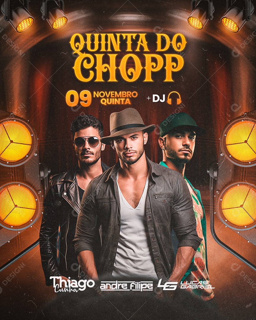 Flyer Quinta Do Chopp Thiago Cunha Andre Filipe Lucas Gabriel Social Media PSD Editável