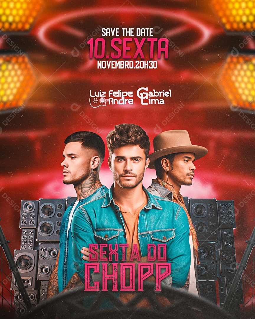 Flyer Luiz Felipe & Andre Gabriel Lima Sexta Do Chopp Social Media PSD Editável