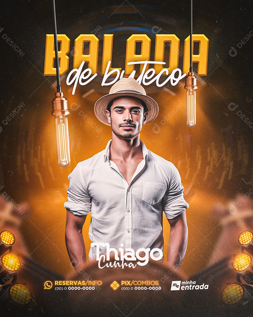 Flyer Balada de Buteco Thiago Cunha Social Media PSD Editável