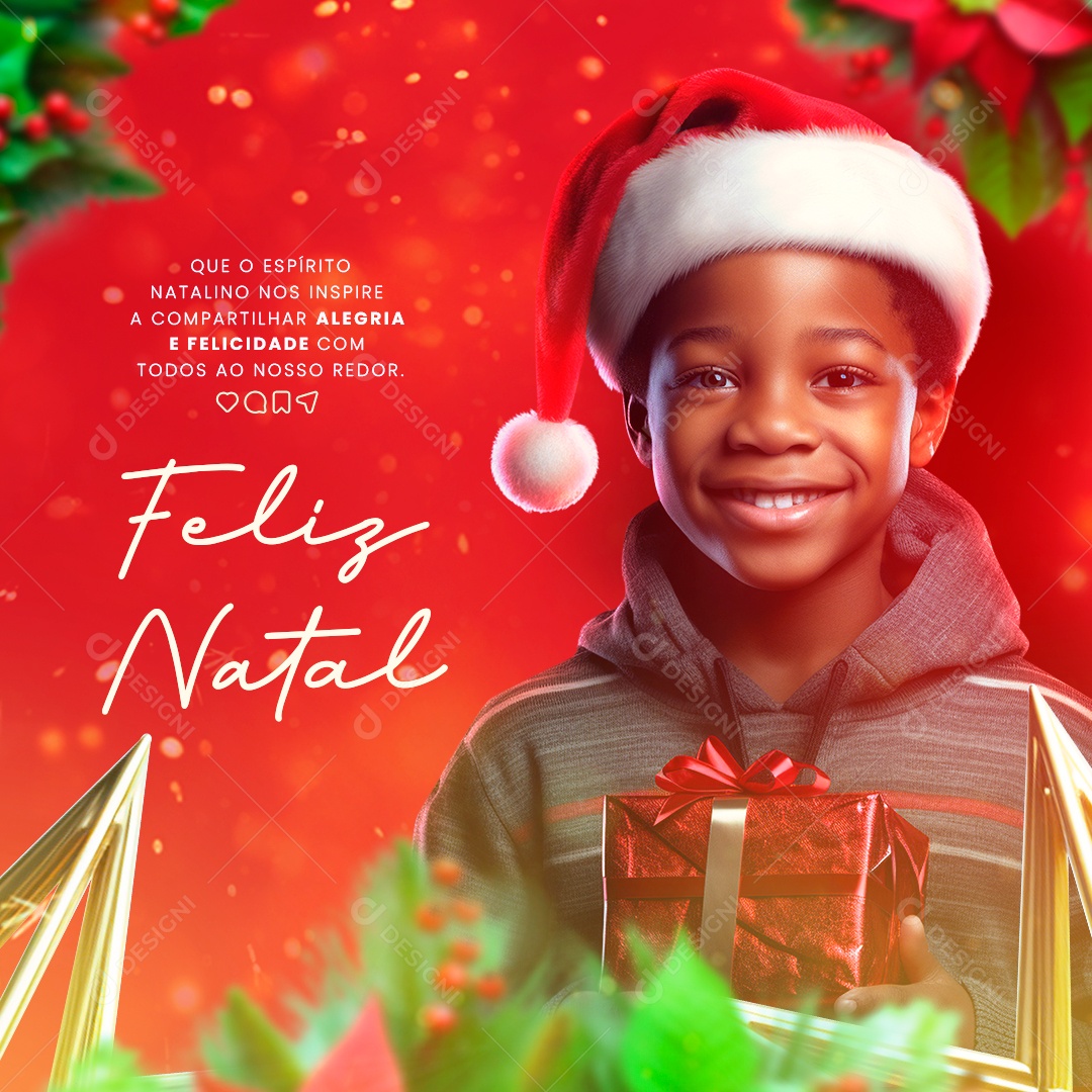 Social Media Feed Feliz Natal Alegria e Felicidade PSD Editável