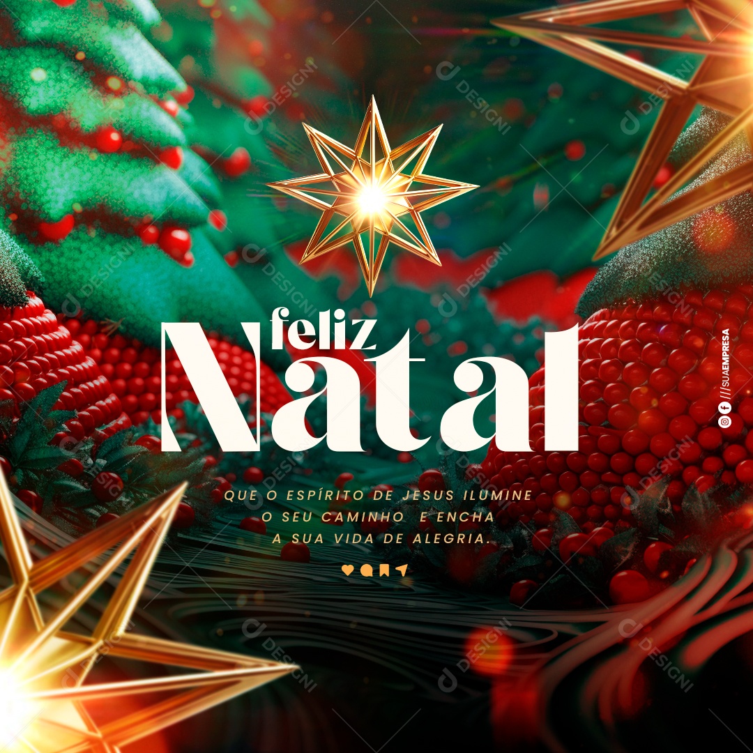Feed Feliz Natal Vida De Alegria Social Media PSD Editável