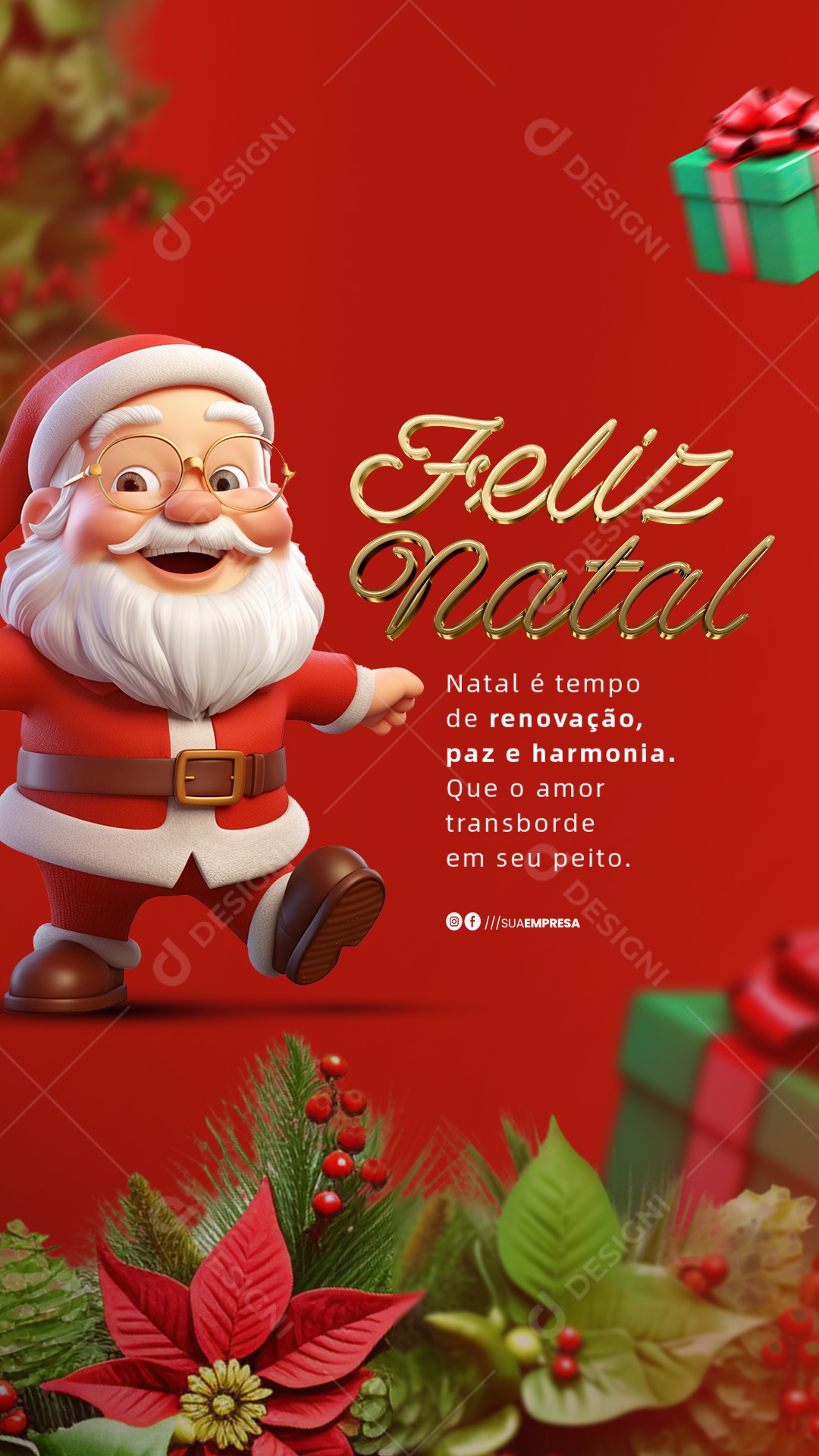 Social Media Story Feliz Natal o Amor Transborde PSD Editável