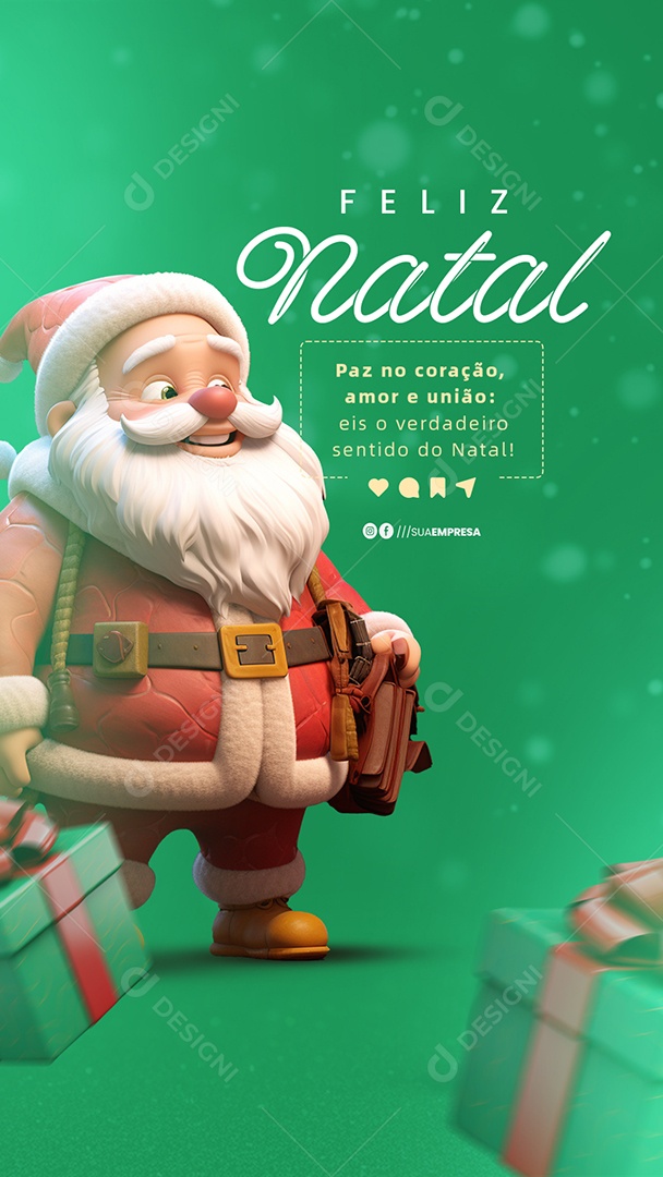 Social Media Story Feliz Natal Amor e União PSD Editável