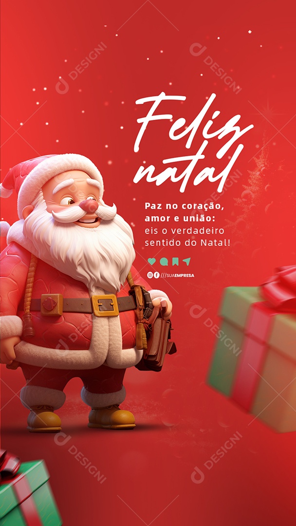 Story Feliz Natal Paz No Coração Social Media PSD Editável