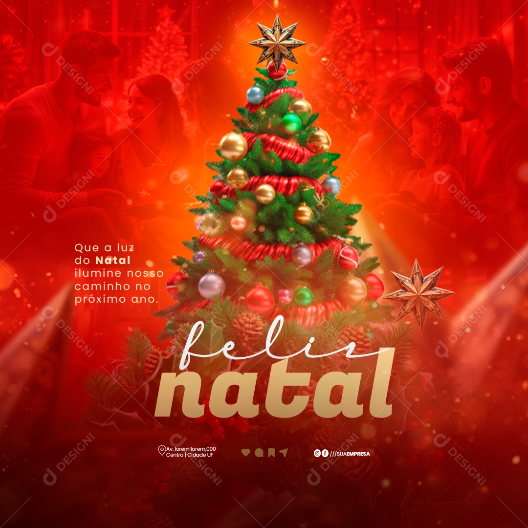 Feed Feliz Natal Ilumine Nosso Caminho Social Media PSD Editável