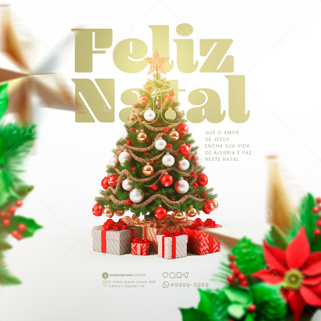Social Media Feed Feliz Natal Amor De Jesus Alegria e Paz PSD Editável