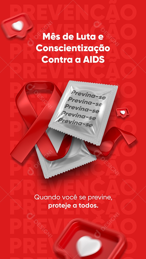 Story Dezembro Vermelho Mês de Luta e Conscientização Contra a AIDS Previna se Social Media PSD Editável