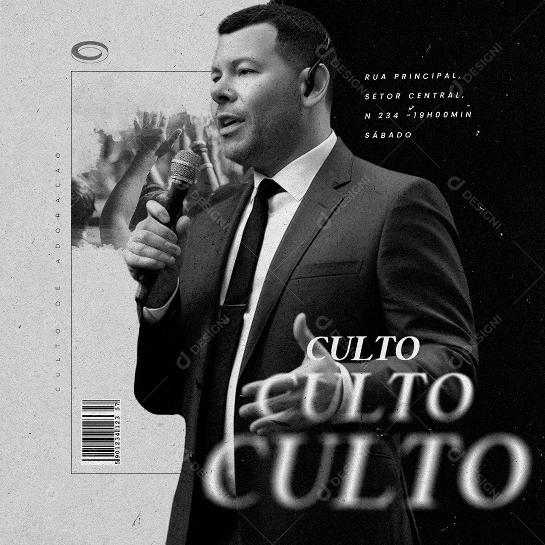 Gospel Igreja Culto de Adoração Social Media PSD Editável