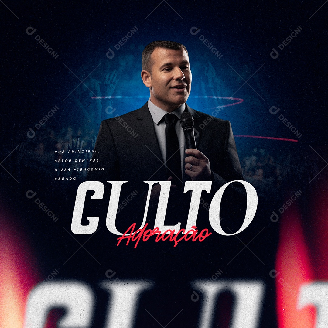 Social Media Gospel Culto Adoração Igreja PSD Editável