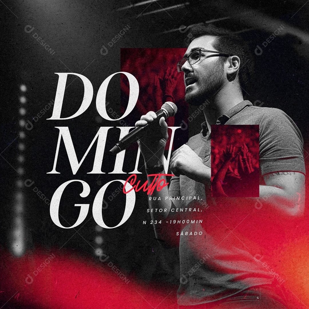 Gospel Culto Domingo Igreja Pregação Social Media PSD Editável