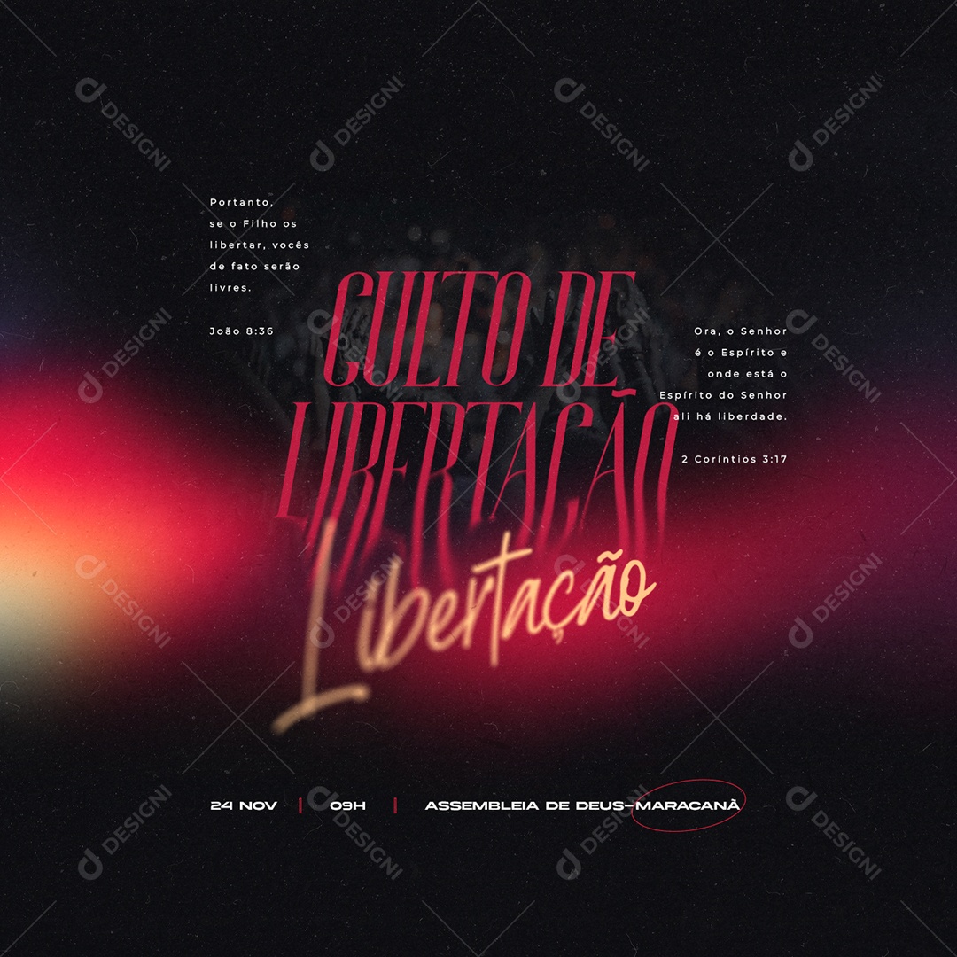 Gospel Culto De Libertação Social Media PSD Editável