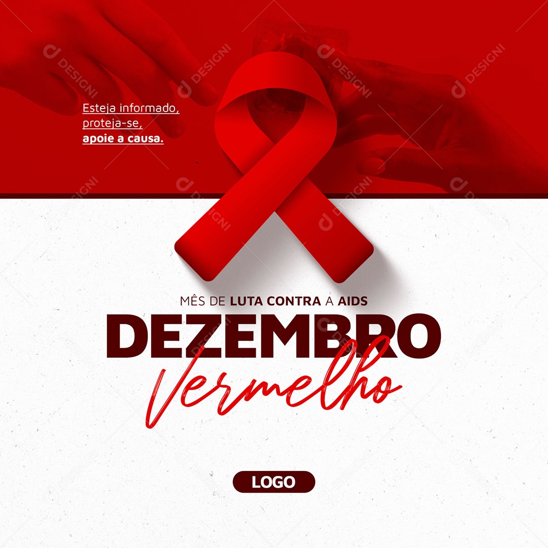 Dezembro Vermelho Esteja Informado Proteja-se Apoie a Causa Social Media PSD Editável