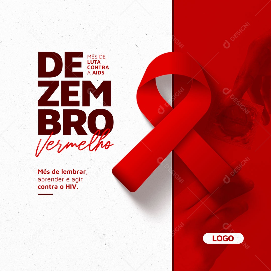 Dezembro Vermelho Aprender e Agir Contra o Hiv Social Media PSD Editável