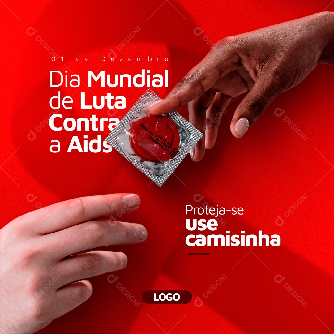 Dia Mundial Contra a Aids 01 de Dezembro Proteja-se Use Camisinha Social Media PSD Editável