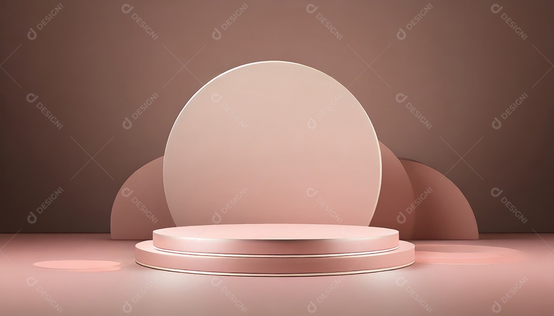 Conceito de dia dos namorados. Pódio de pedestal de cilindro rosa e 3D realista com lâmpada de néon brilhante. Uma cena mínima para a vitrine do palco dos produtos.